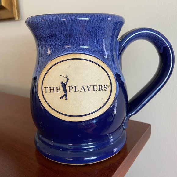 The Players Golf Championship Pottery Drip Glaze Blue Mug w/Cork Bottom - Picture 1 of 7